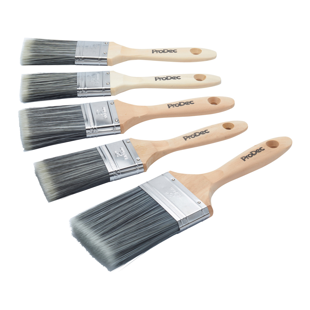 ProDec 5 Piece Decorator Paint Brush Set Trade Quality Synthetic - Image 2