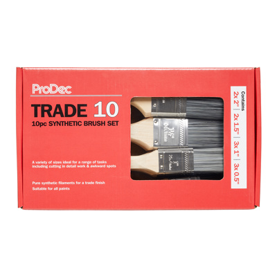 Prodec Trade 10 Synthetic Professional Paint and Varnish Paint Brush Set x 10