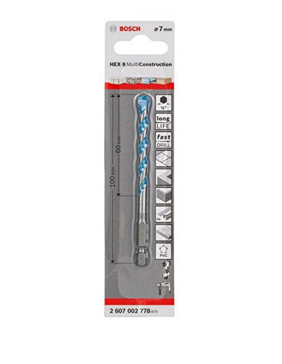 Bosch Hex-9 Multi Construction Drill Bit 7mm