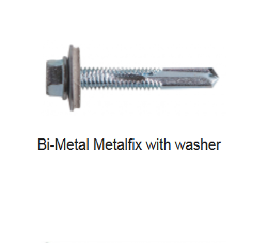 Bi-Metal Metalfix with washer  Bi-Metalic Stainless Steel self drilling screw