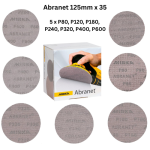 Mirka Abranet Sanding Discs 125mm x 35 – 5 x P80, P120, P180, P240, P320, P400, P600